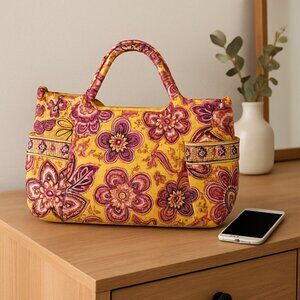 Vera Bradley Gabby Bag – Retired Bali Gold Pattern – Medium Tote Floral Quilted